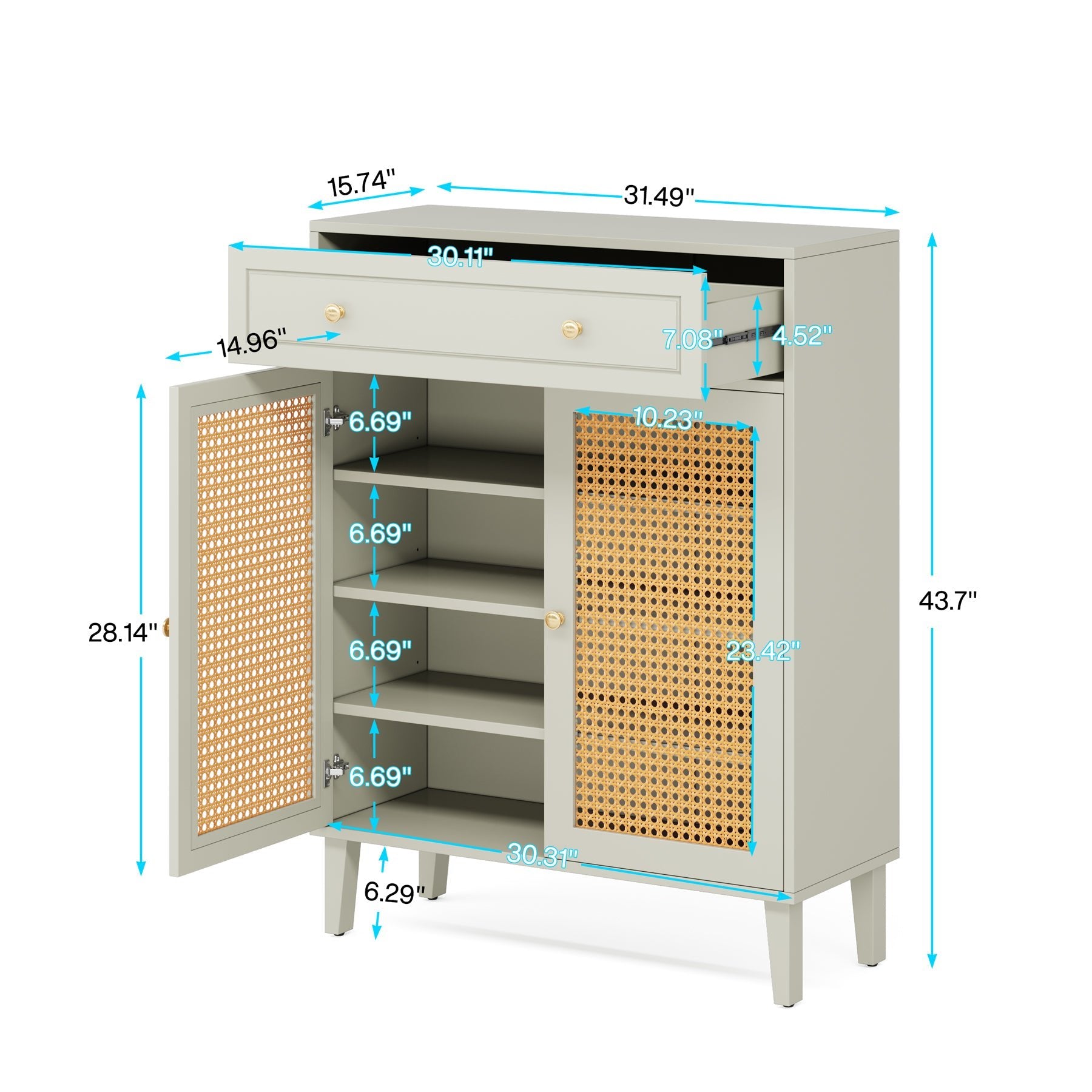 Wooden Storage Cabinet Sideboard with Adjustable Shelves and Drawer Tribesigns