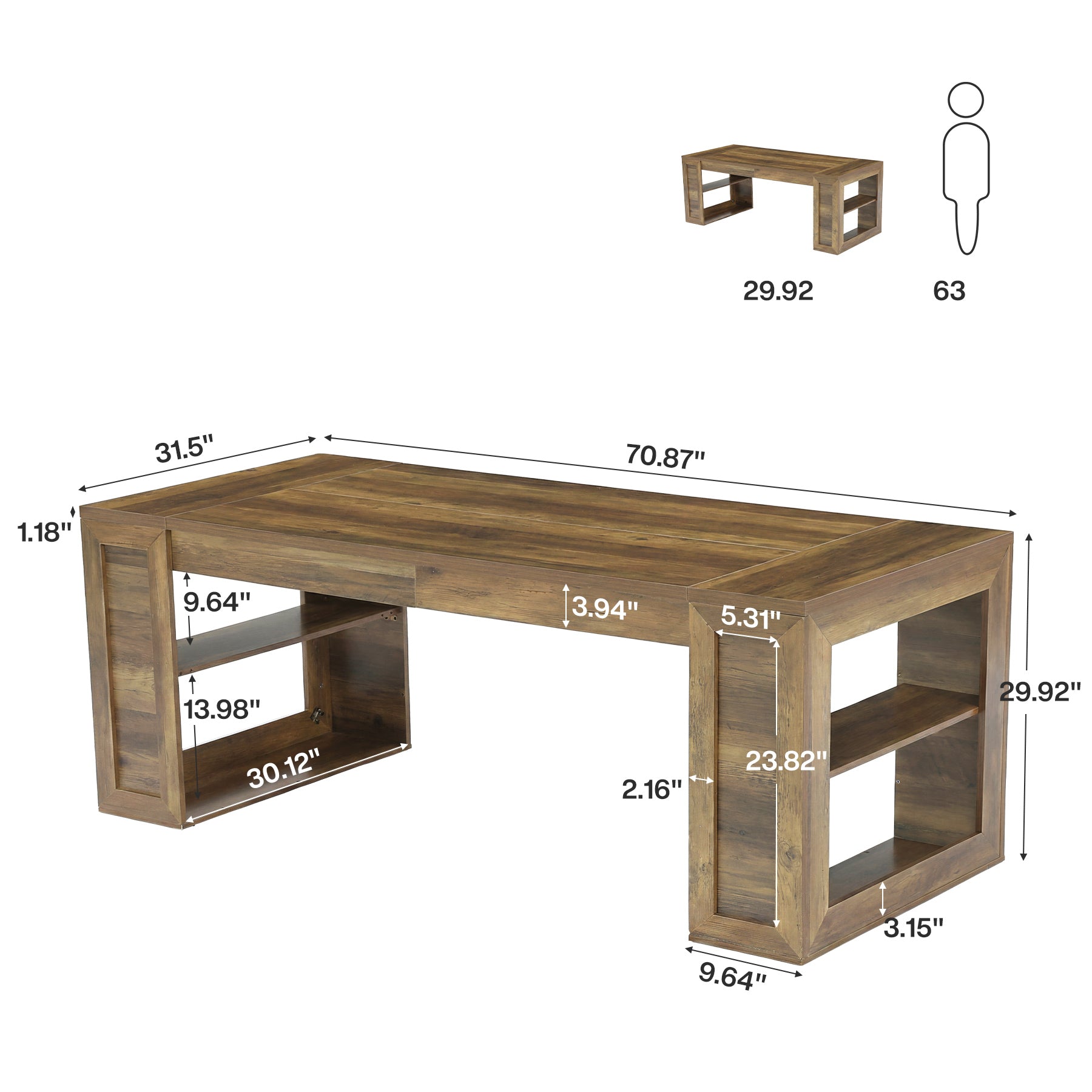 Tribesigns 70.8-Inch Executive Desk, Computer Desk with Shelves for Office