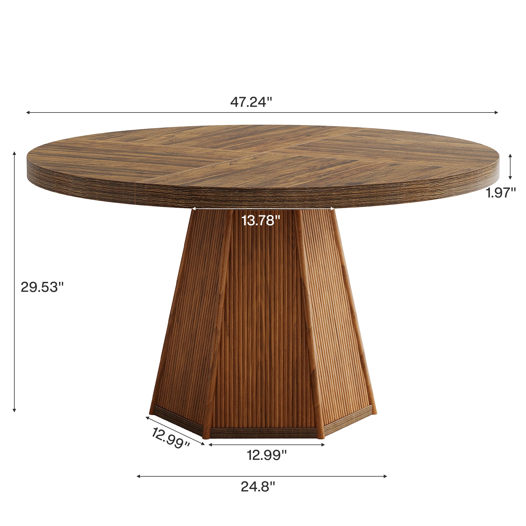 47" Round Dining Table, Farmhouse Kitchen Dinner Table for 4