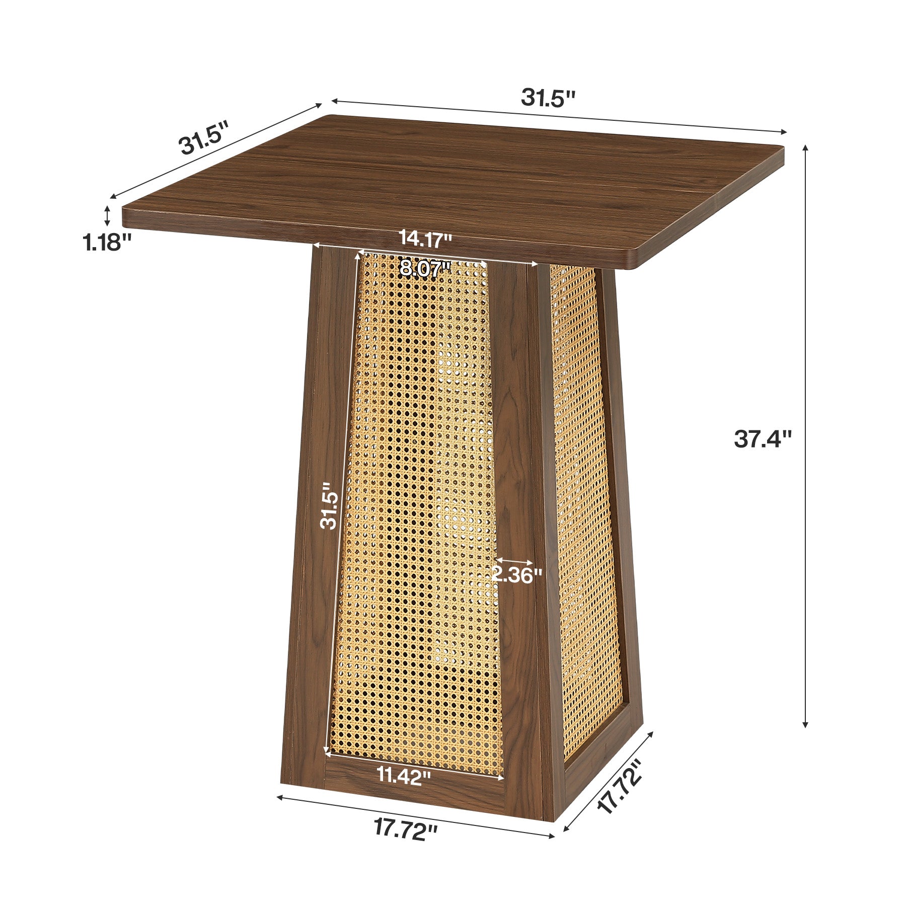 31.5" Square Bar Table for 2–4, Counter Height Pub Table with Pedestal Base for Home Bar
