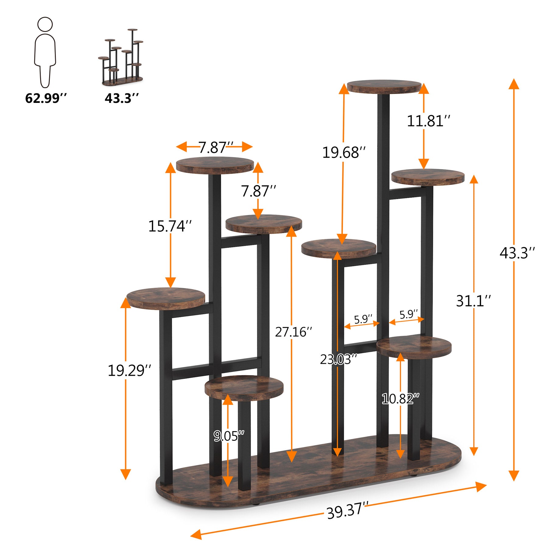 multi tier plant stand size
