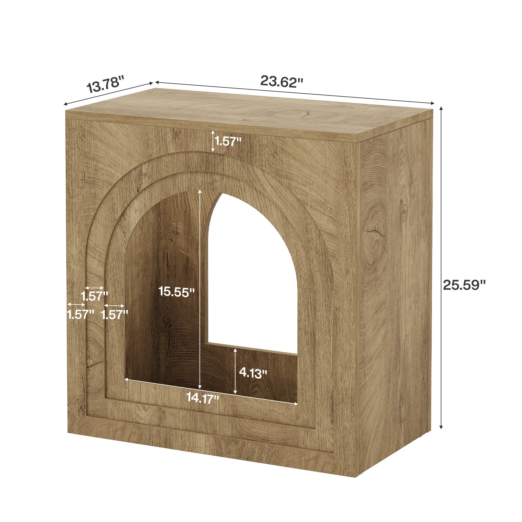 Tribesigns 2-Tier Square End Table, Farmhouse Side Table with Arched Shelf