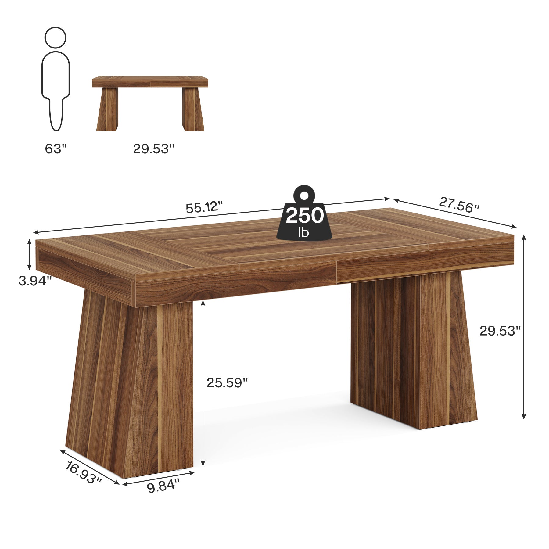 55" Executive Desk, Modern Wood Computer Desk Workstation Desk Tribesigns