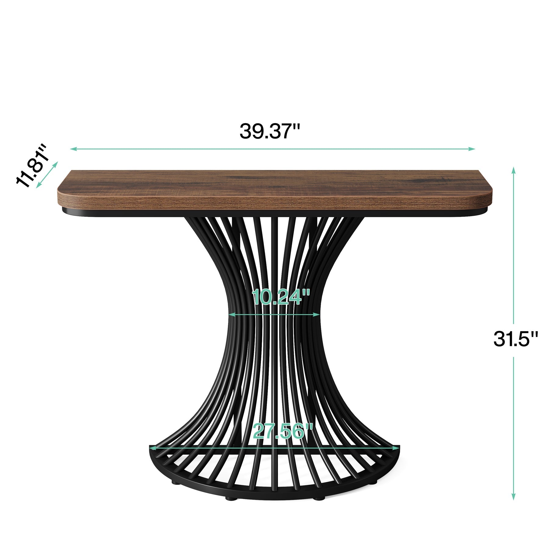 39-Inch Console Table, Accent Sofa Table with Geometric Metal Base