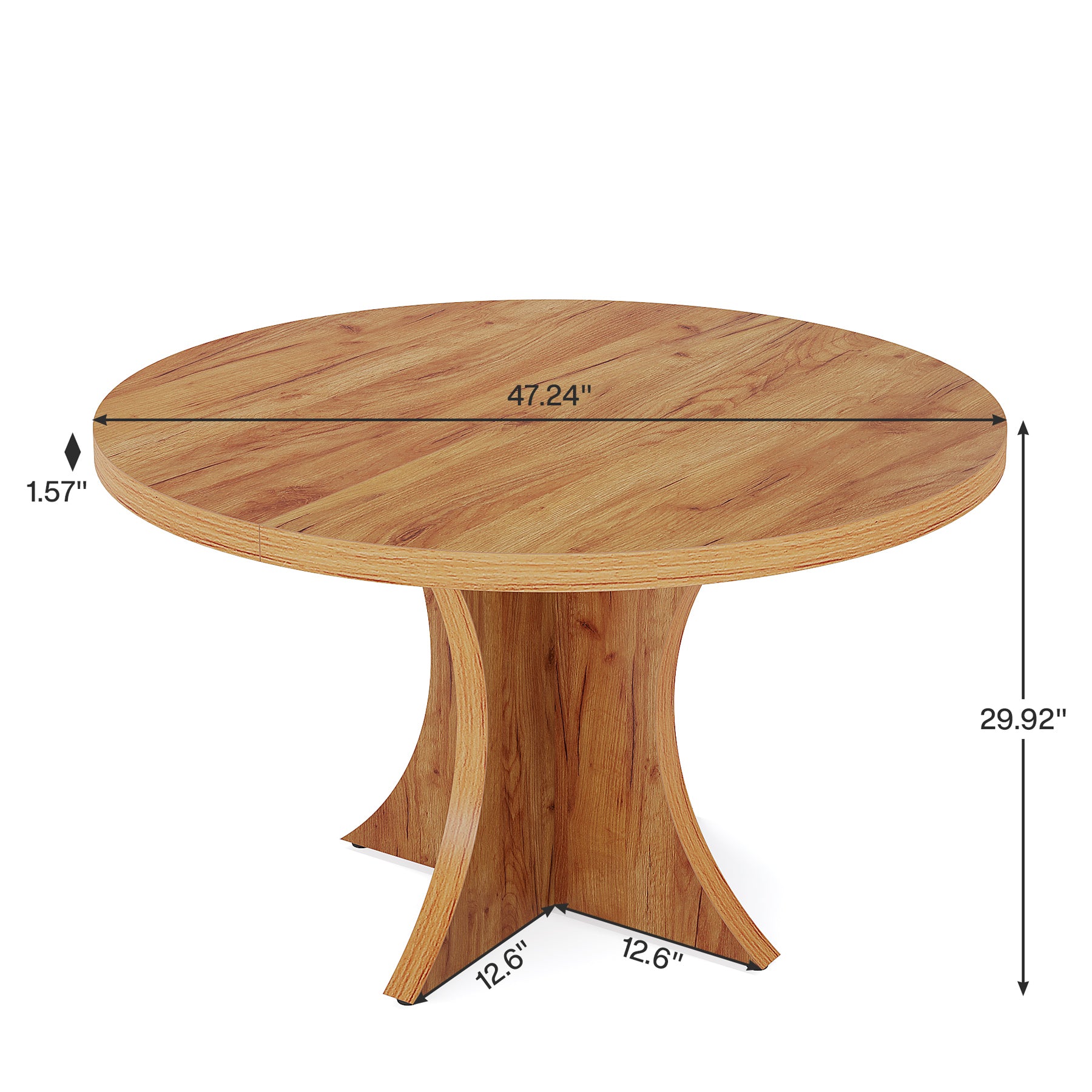 Round Dining Table, 47.24" Kitchen Table with Pedestal Base for 4-6