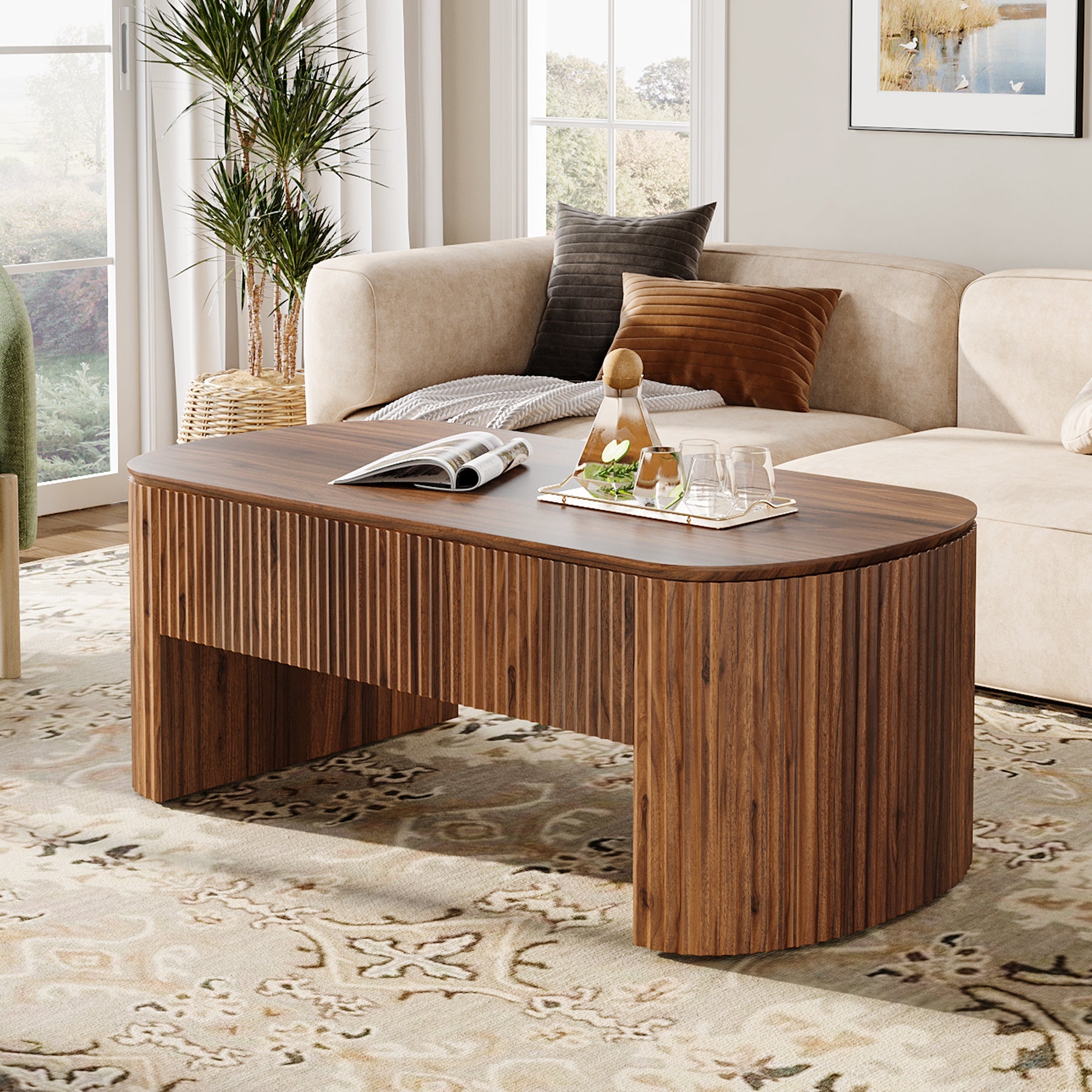 47" Coffee Table, Lift Top Accent Table With Hidden Compartment And Storage Shelf Tribesigns
