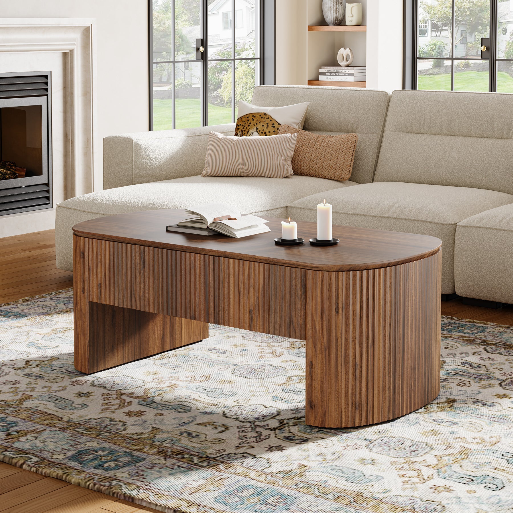 47" Coffee Table, Lift Top Accent Table With Hidden Compartment And Storage Shelf Tribesigns