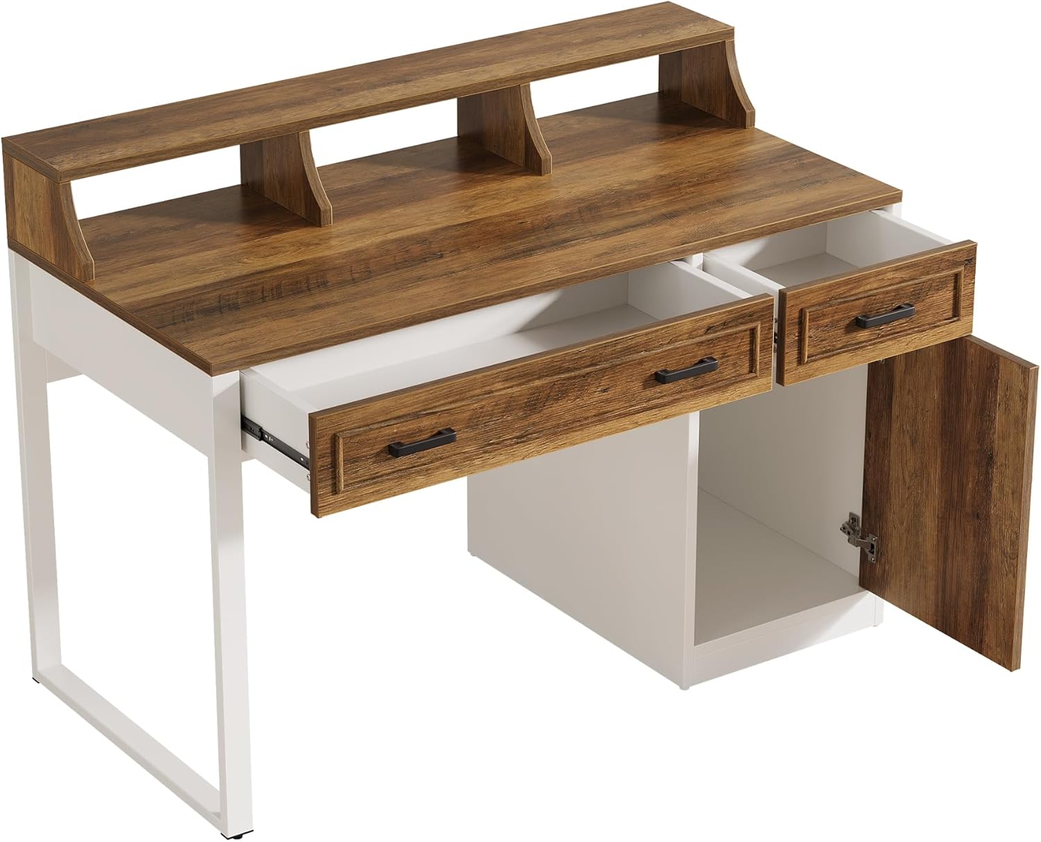 47" Computer Desk, Modern Executive Office Desk with Drawers & Hutch Tribesigns