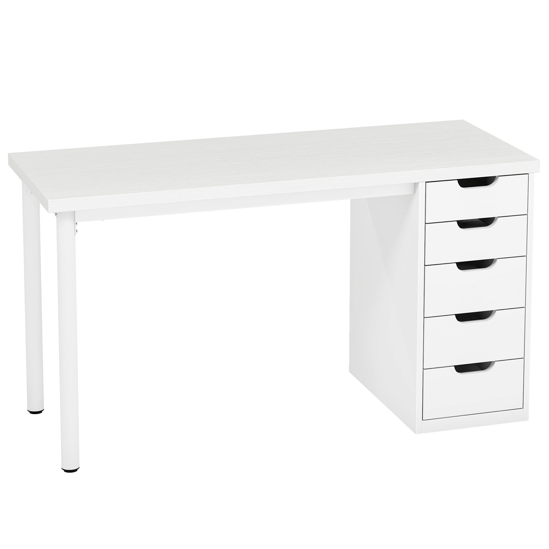 47" Computer Desk with 5 Drawers, Modern Study Table Writing Desk