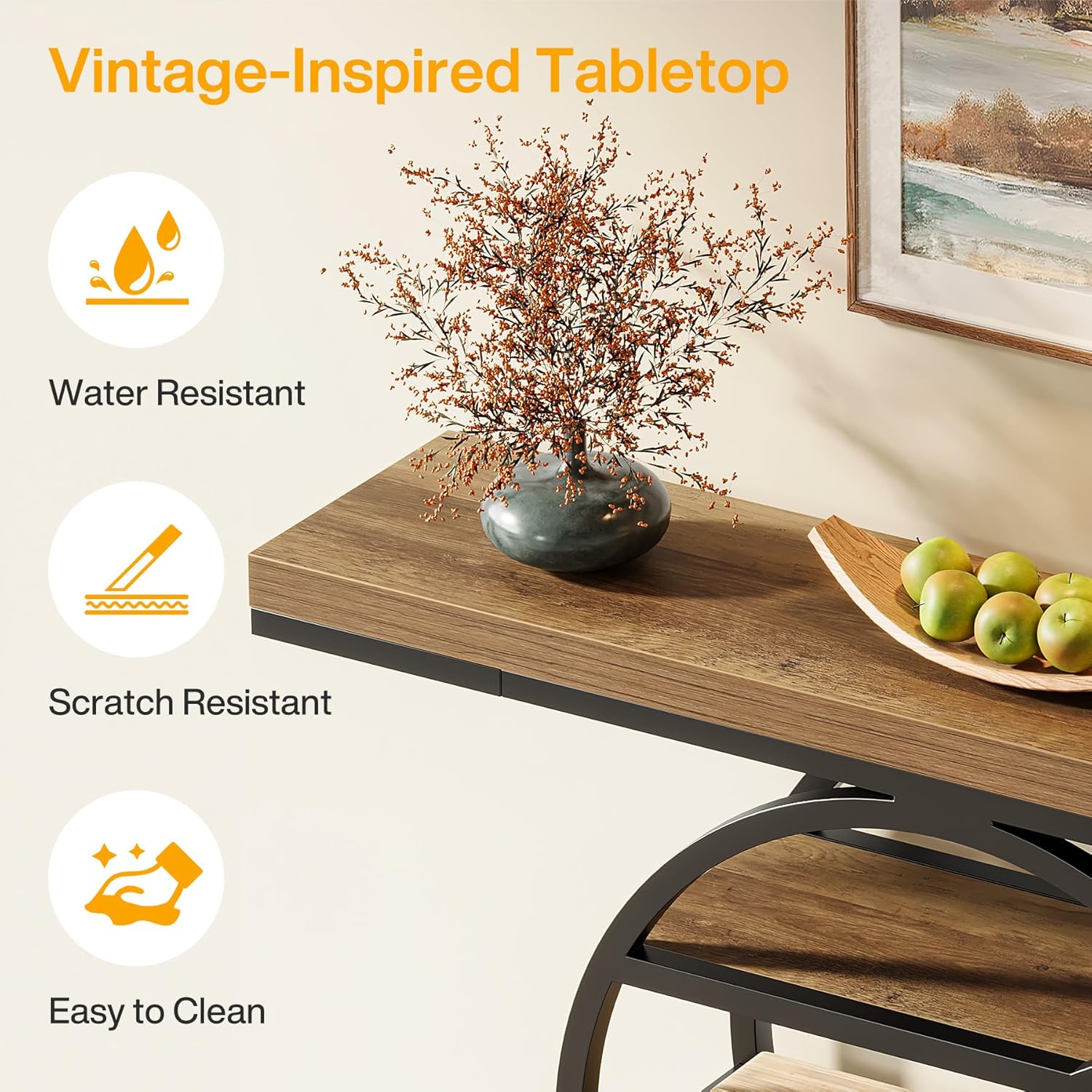 47" Console Table, 6 - Tier Industrial Sofa Table Entryway Table with Storage Shelves Tribesigns