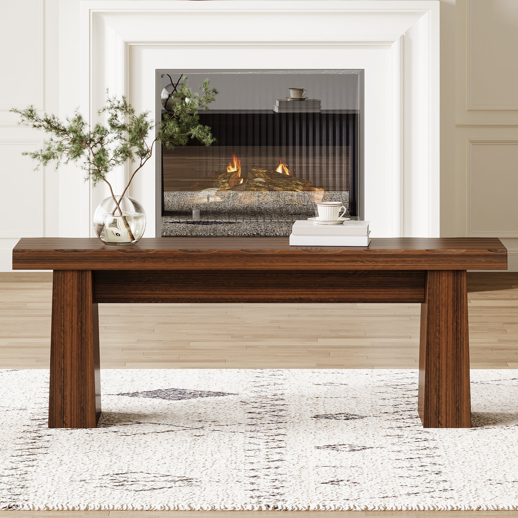 47" Entryway Bench, Wooden Dining Table Bench End of Bed Bench Tribesigns