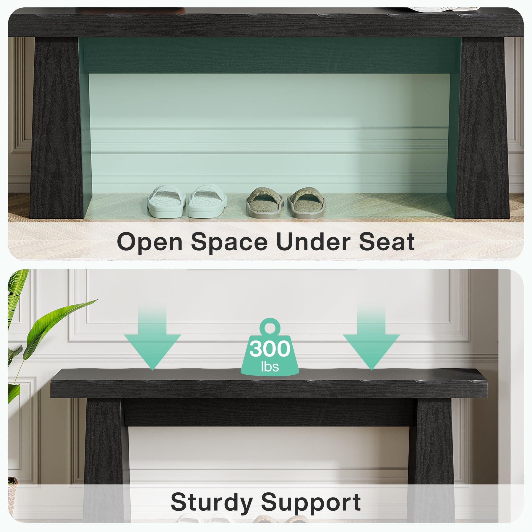 Area function diagram and load-bearing diagram of Tribesigns's Entryway Bench.