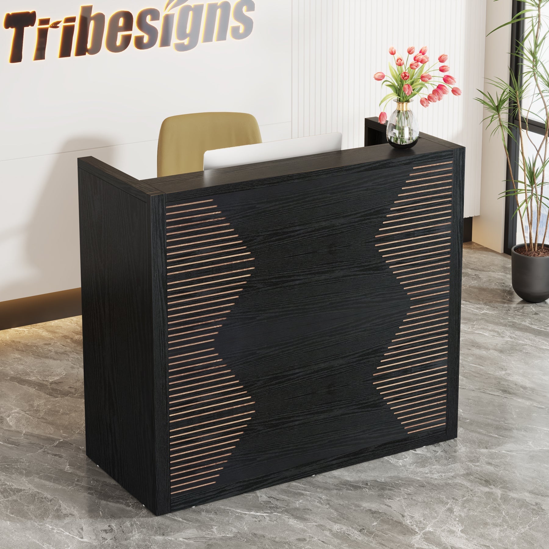 47" Reception Desk, Modern Front Desk Retail Counter for Office Tribesigns