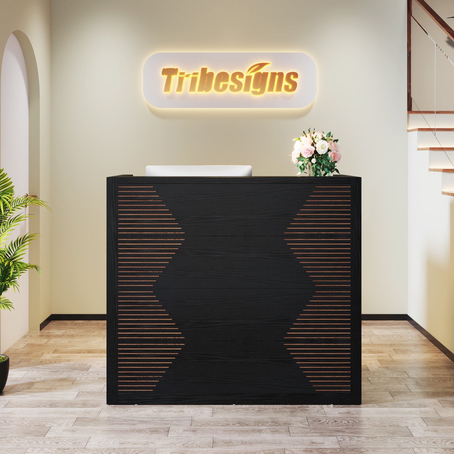 47" Reception Desk, Modern Front Desk Retail Counter for Office Tribesigns