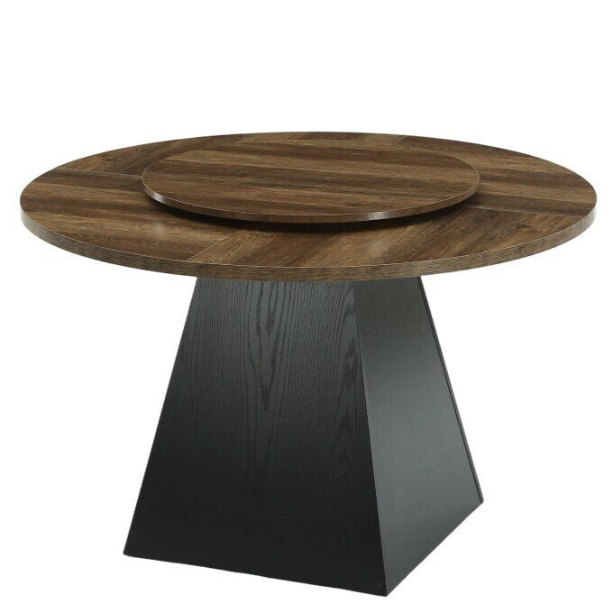 47.24" Round Dining Table for 4-6, Kitchen Table with Removable Lazy Susan