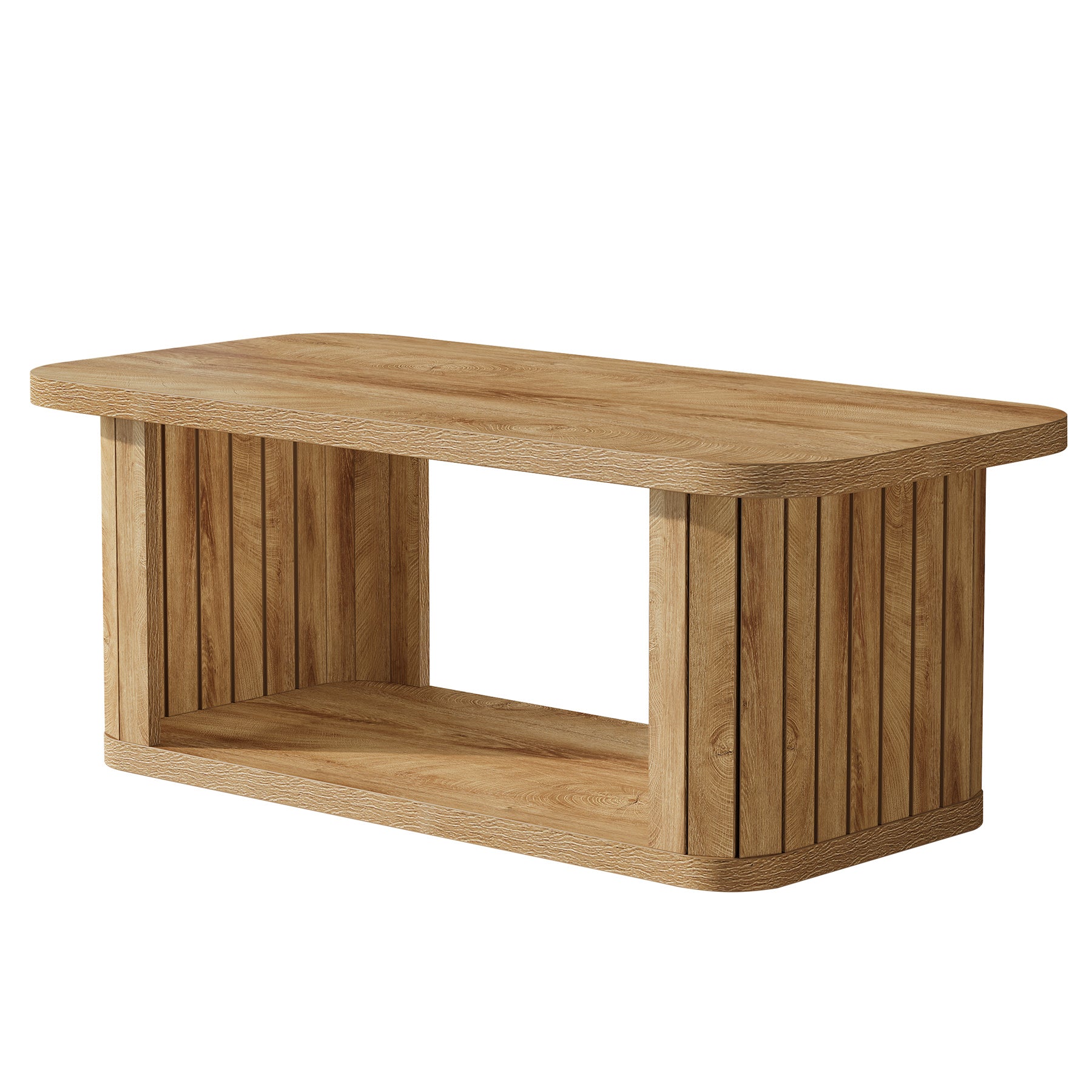 47.2" Coffee Table, Farmhouse 2-Tier Rectangle Center Tables for Living Room