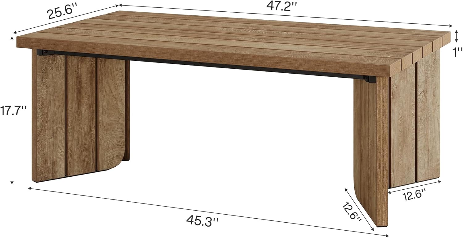 47.2" Coffee Table, Farmhouse Center Table Cocktail Table Tribesigns