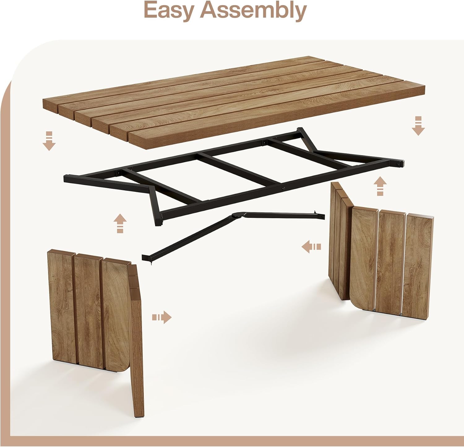 47.2" Coffee Table, Farmhouse Center Table Cocktail Table Tribesigns