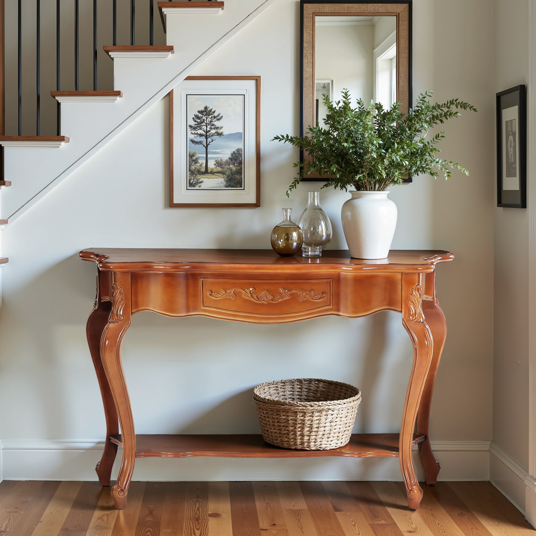 47.2" Console Table, Vintage Entryway Table with 2 Shelves