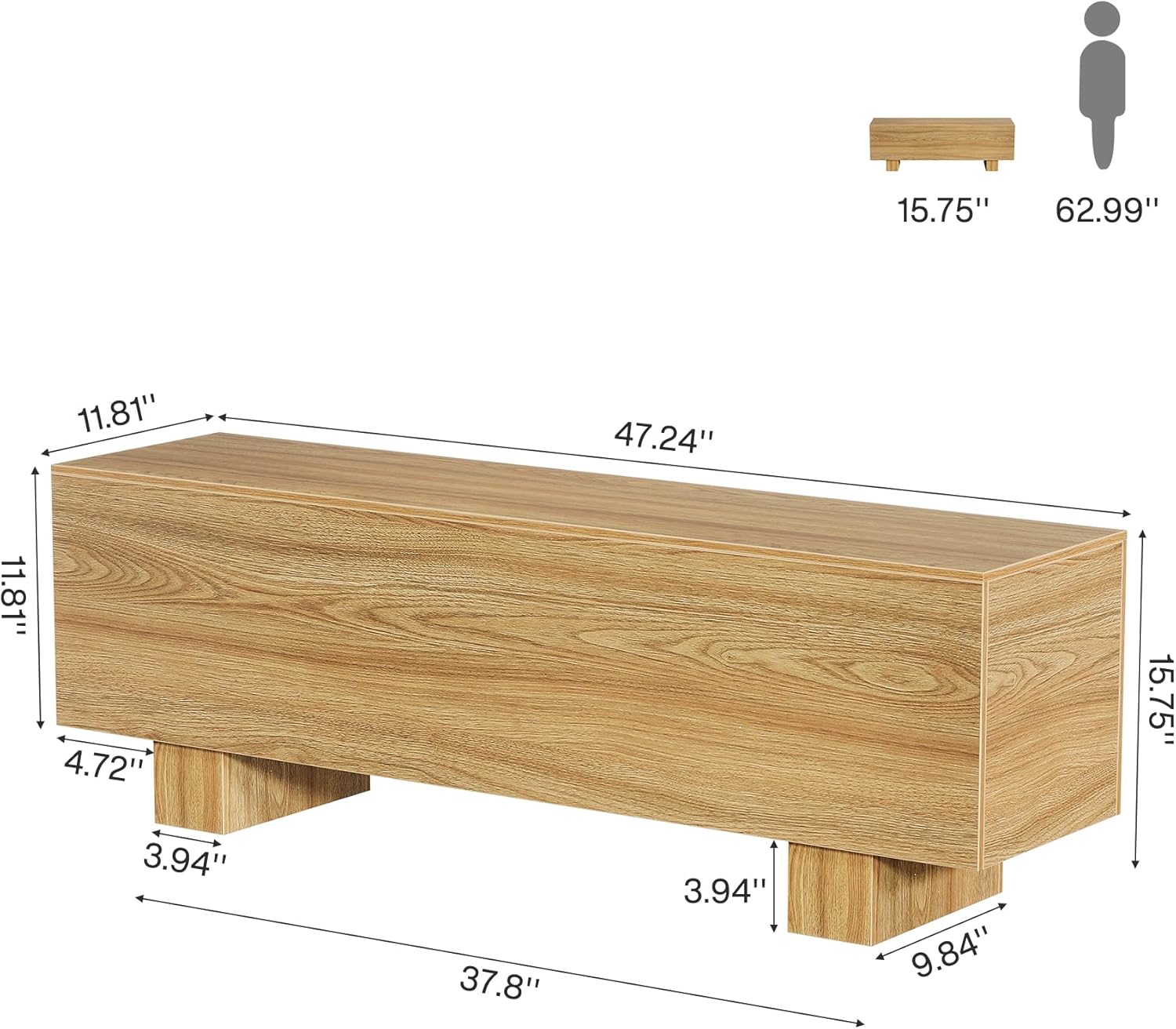 47.2" Entryway Bench, Farmhouse Shoe Bench End of Bed Bench
