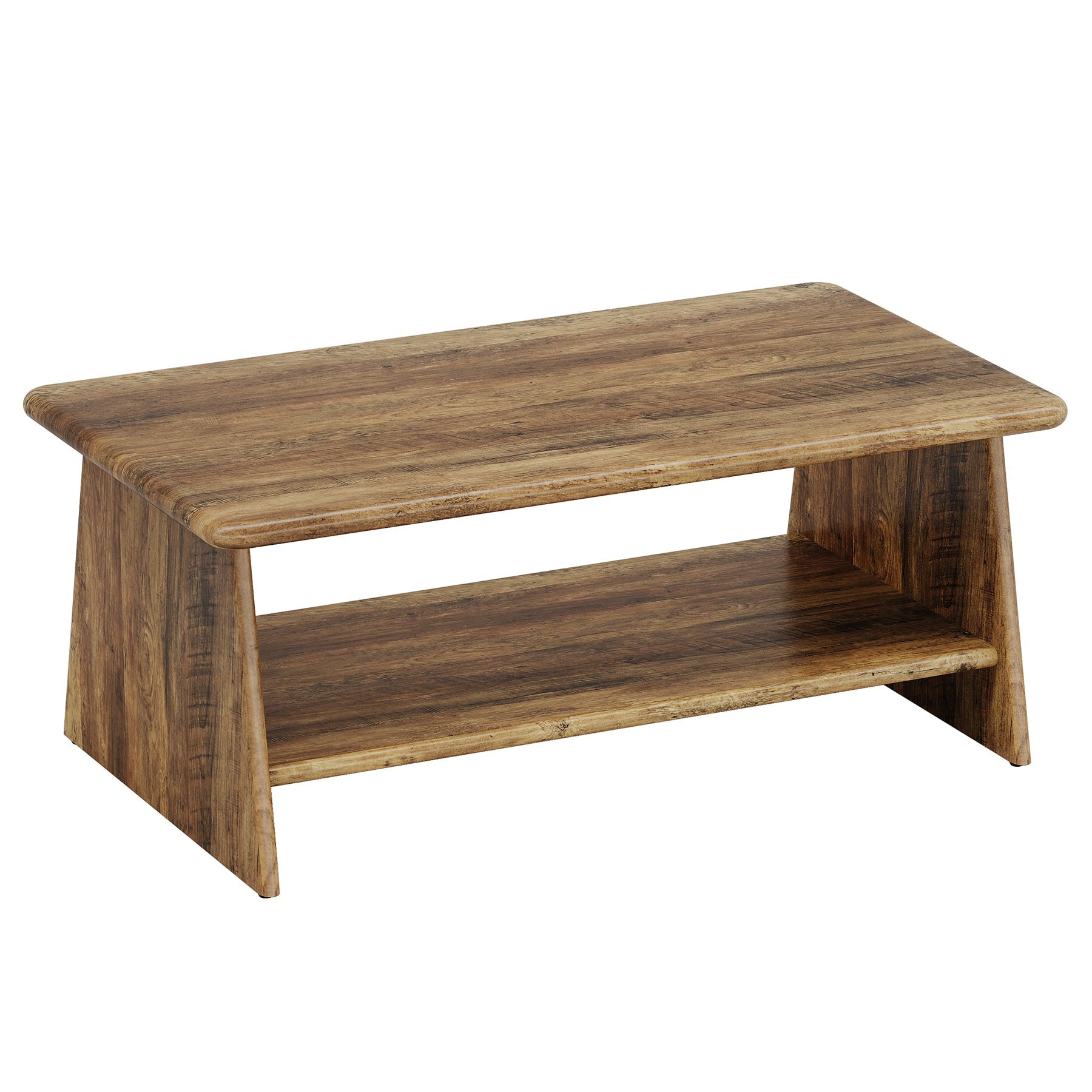 47.2" Coffee Table, Vintage Accent Center Table with Storage Shelf Tribesigns