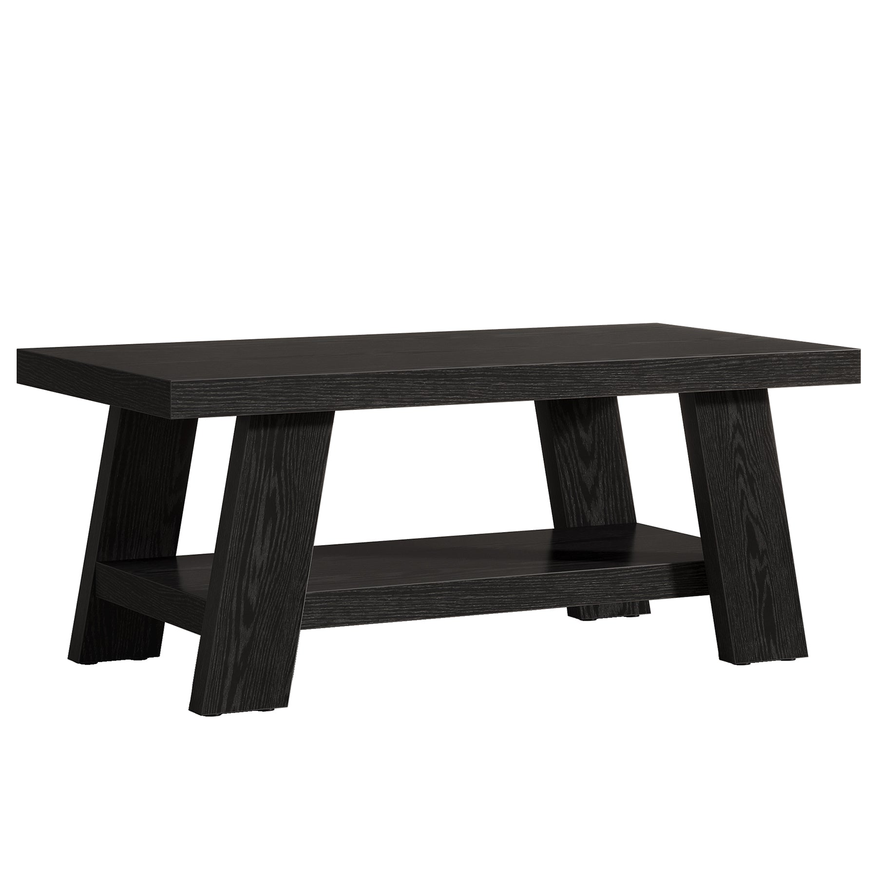 47" Coffee Table, Farmhouse 2-tier Center Table with Storage