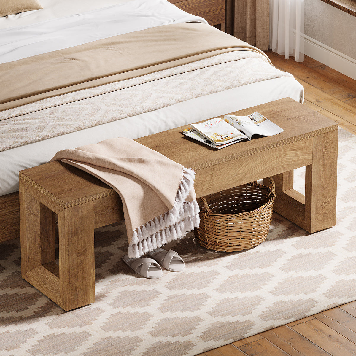 47" Entryway Bench, Sturdy Bench Seat End of Bed Bench
