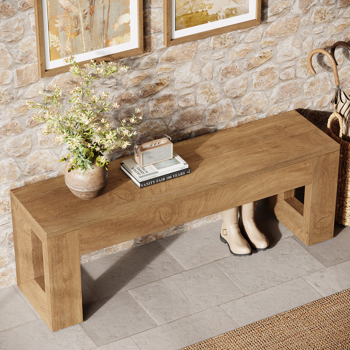 47" Entryway Bench, Sturdy Bench Seat End of Bed Bench