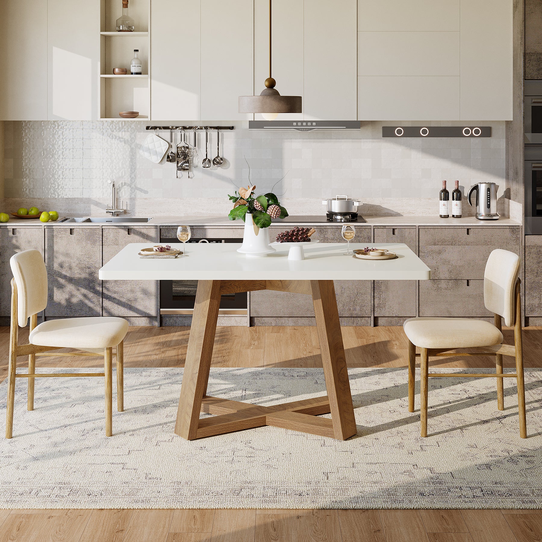 47" Rectangular Dining Table, Modern Kitchen Dinner Table for 4 People