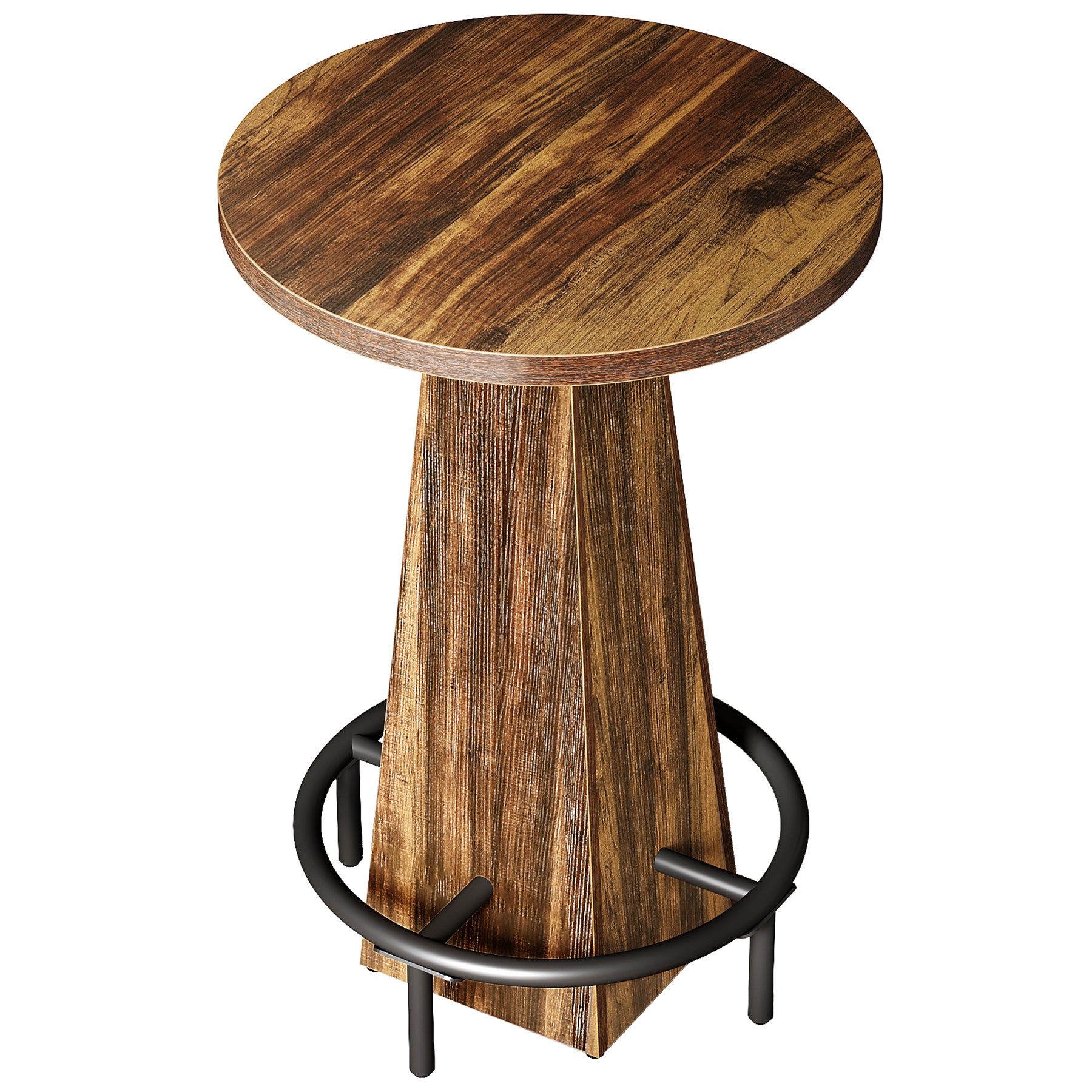 Round Pub Table, Counter Height Bar Table With Footrest Tribesigns