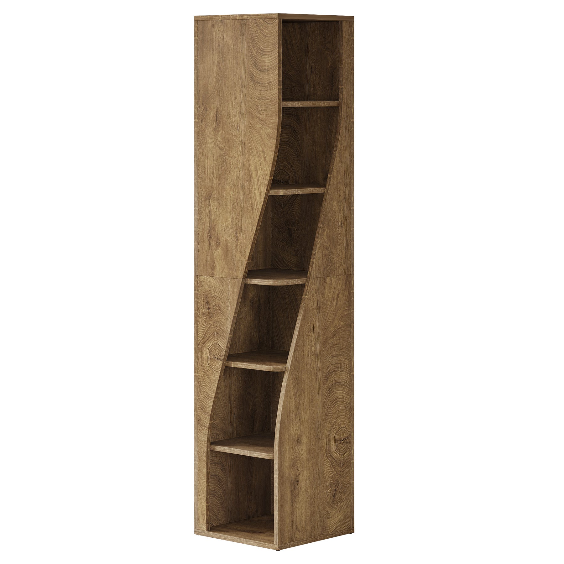 6-Tier Corner Bookcase, 70.8" Narrow Freestanding Bookshelf with Storage Shelves