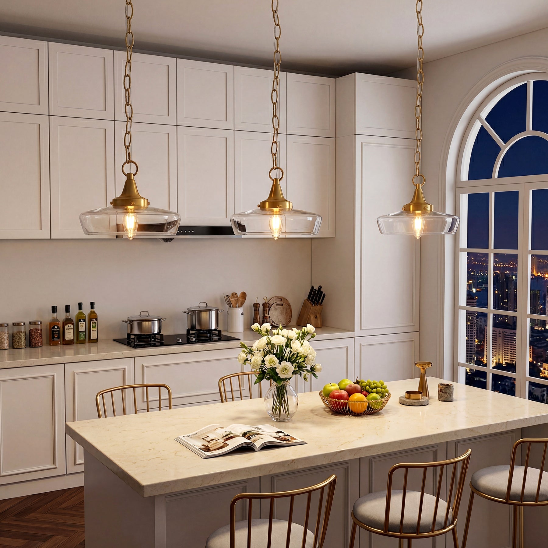 Elegant Light Fixture, 1-Light Glass Shade Pendant Light for Dining Room