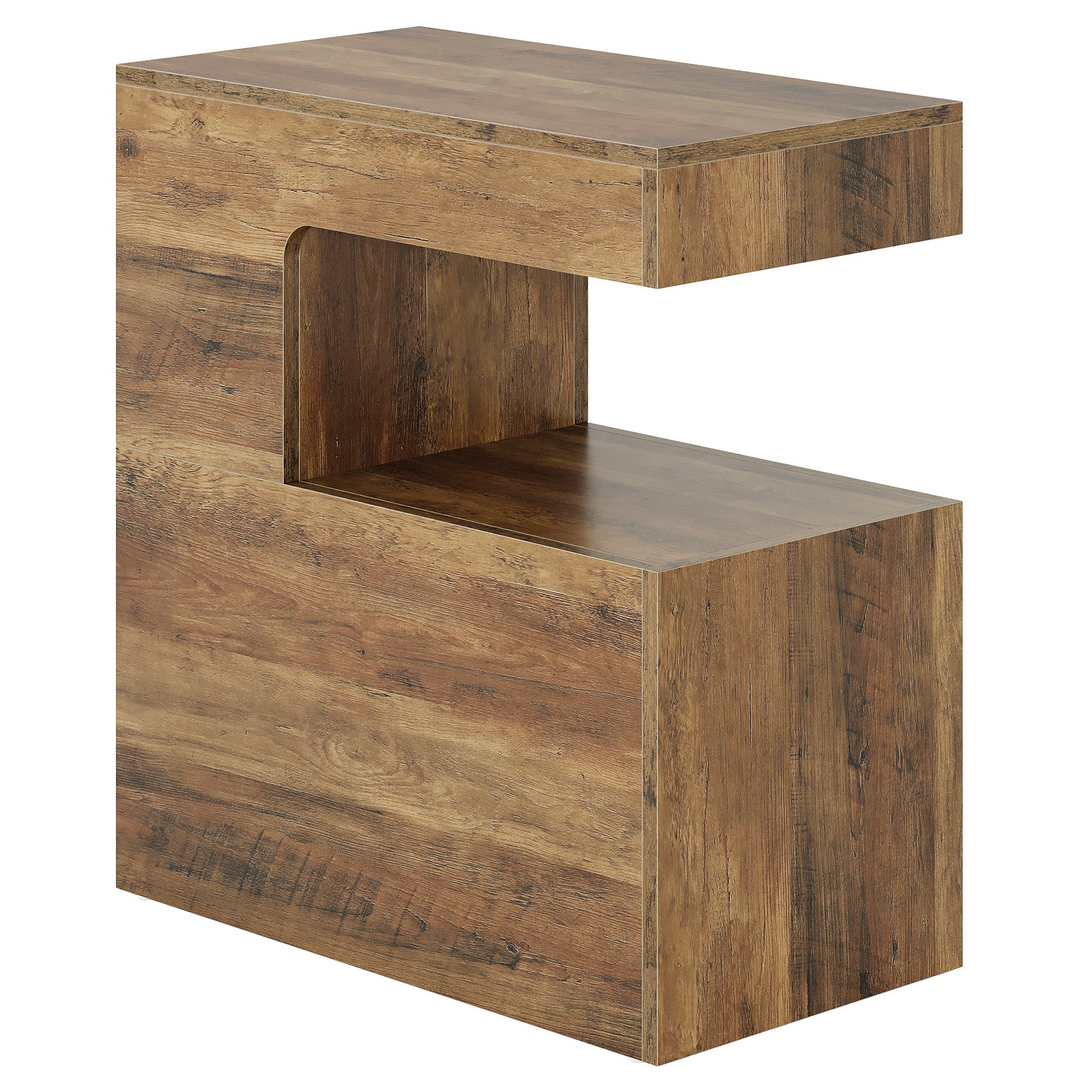 C - Shaped End Table, 25.59" Side Table with 2 - Tier Storage Shelf Tribesigns
