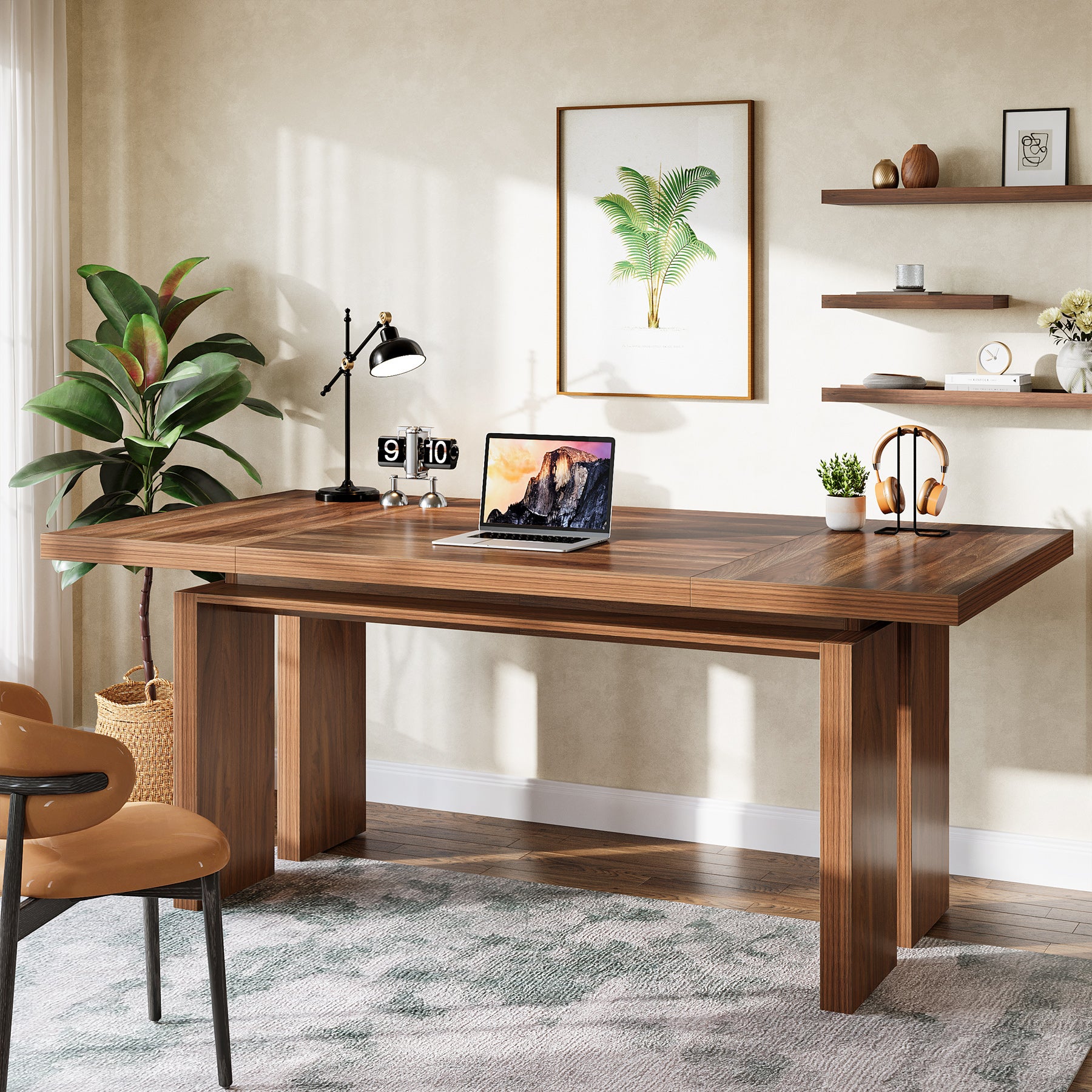 63" Executive Desk, Mid - Century Modern Computer Desk Writing Table Tribesigns