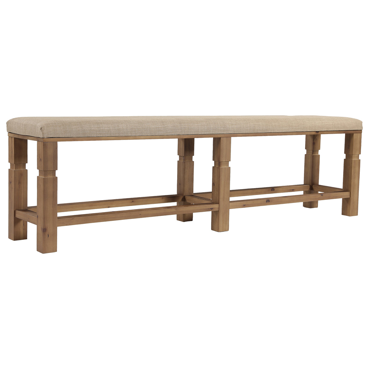 70.87" Upholstered Solid Wood Dining Bench with Linen Fabric Cushion