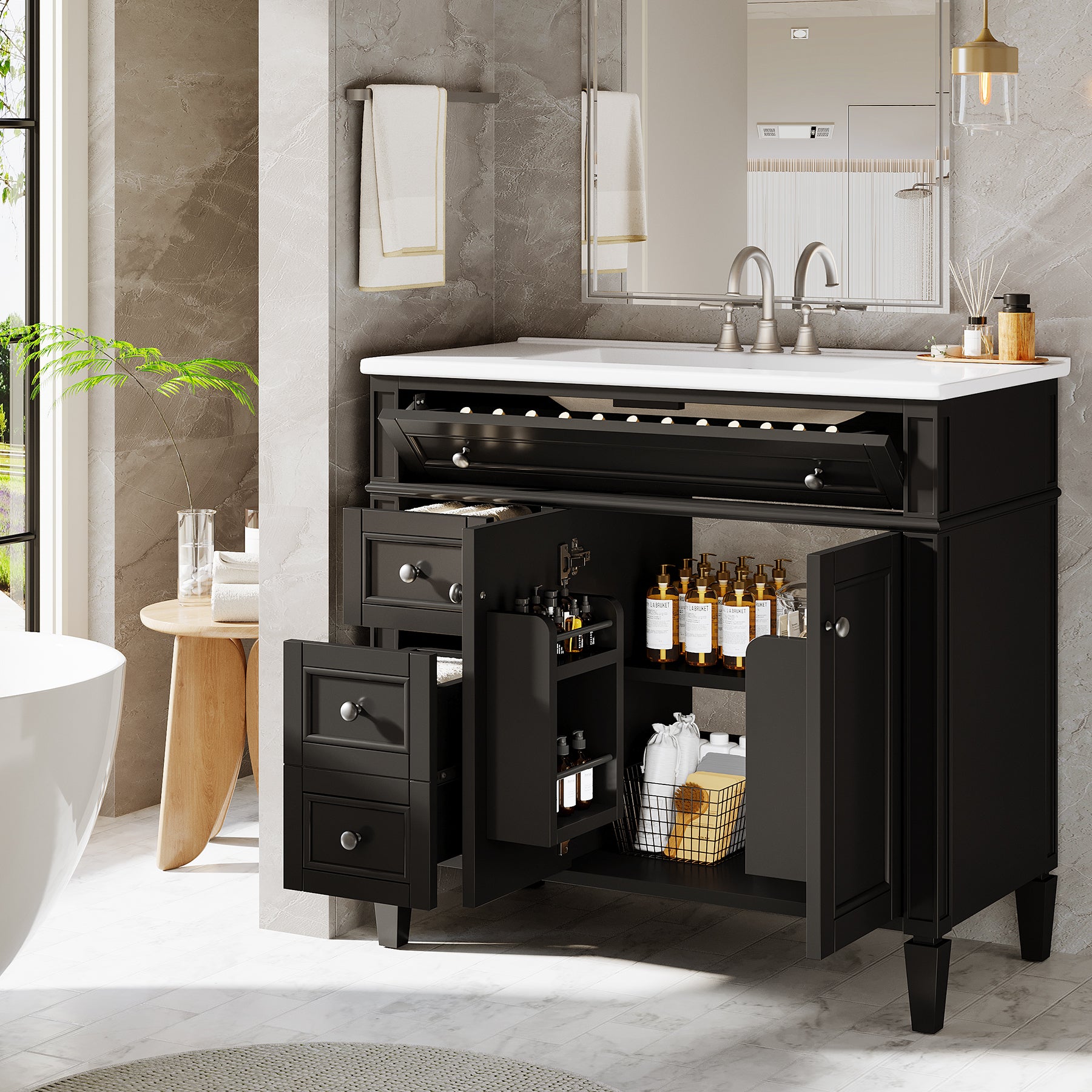 Modern Bathroom Vanity, 36" Bathroom Sink Vanity Cabinet with 3 Drawers