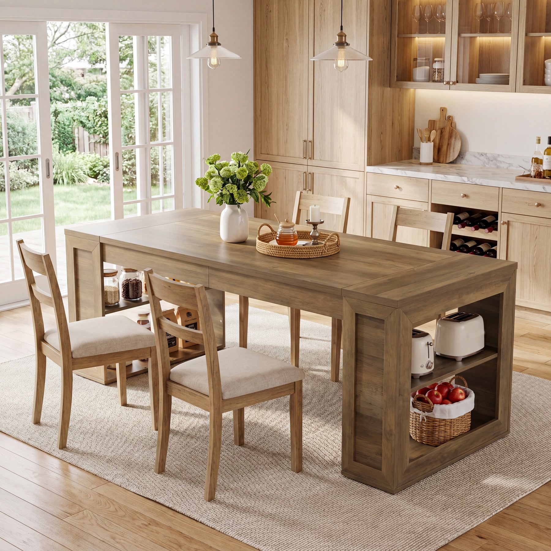 Tribesigns 70.8-Inch Dining Table, 6-Person Kitchen Table with Shelves