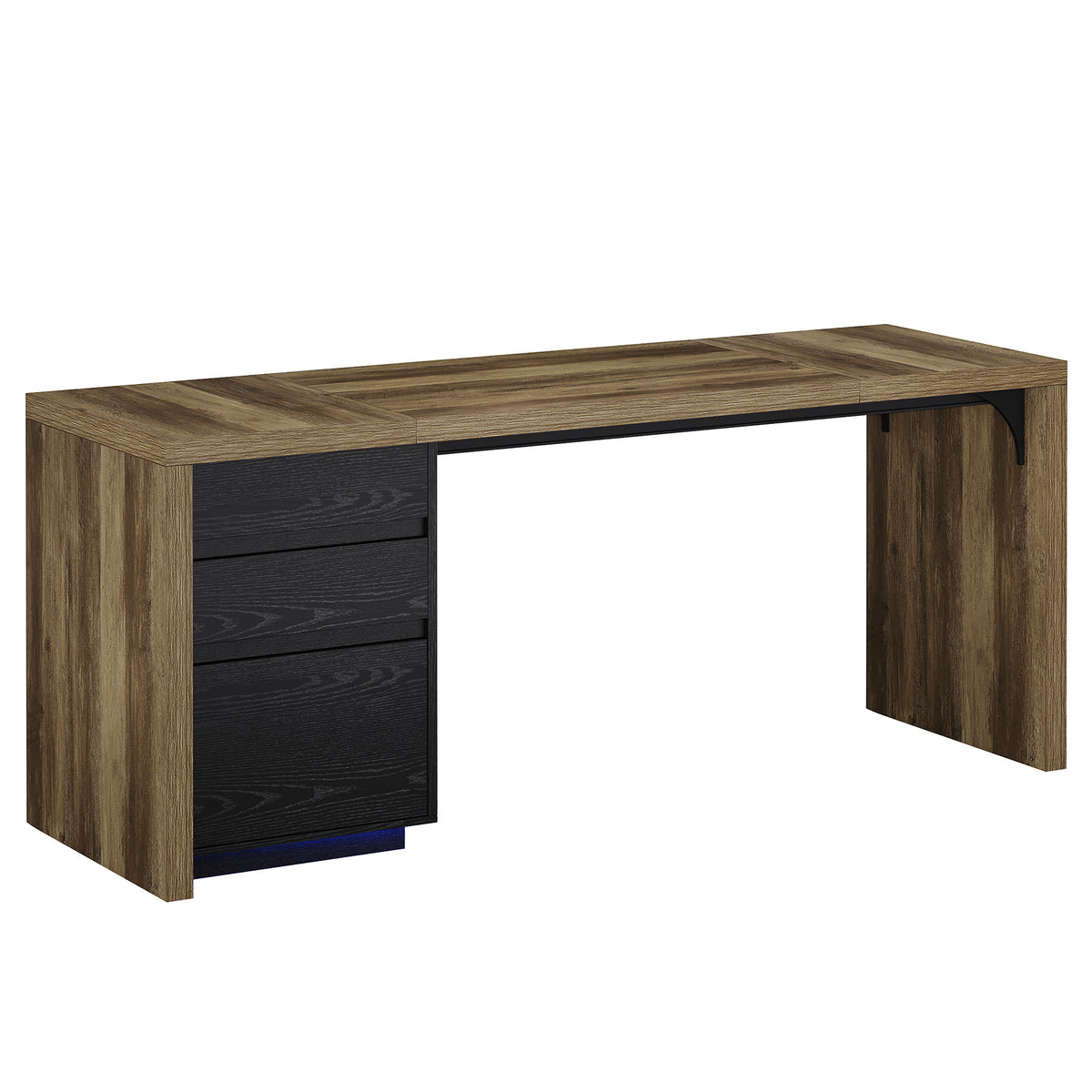 79" Counter Height Bar Table with 3 Drawers & LED Lights, Long Pub Table