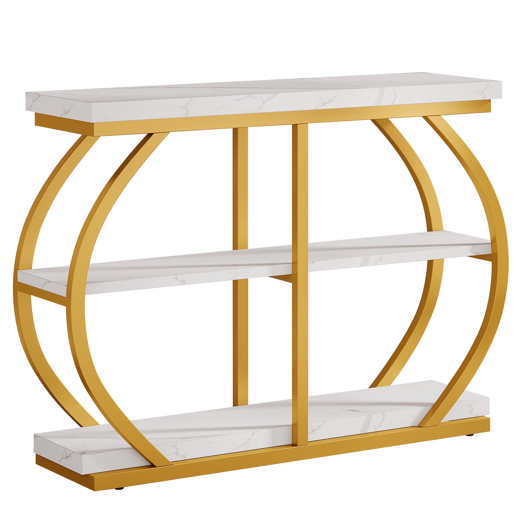 41" Console Table, 3-Tier Sofa Entryway Table with Storage Shelves