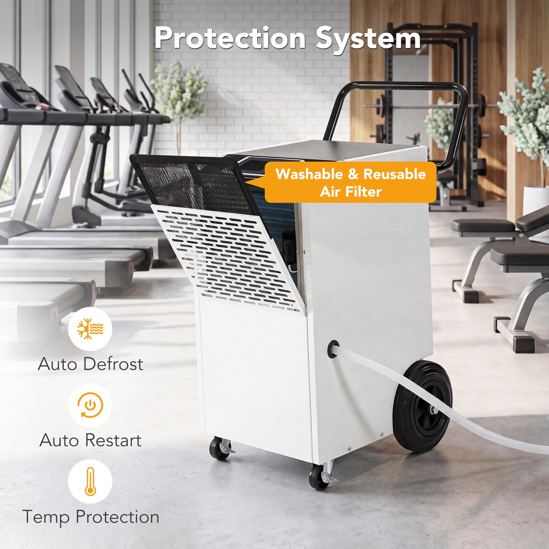 154 Pints Commercial Dehumidifier with Pump & Drain Hose for Up to 7000 Sq. Ft Large Spaces, Auto Defrost