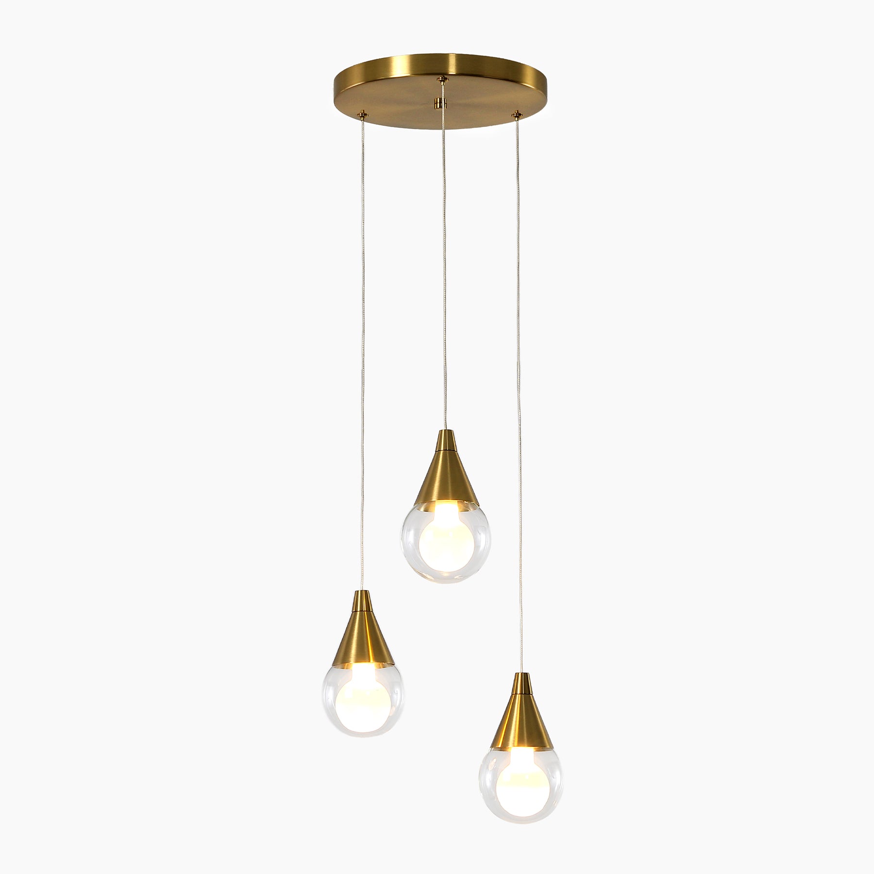 3-Light Pendant Light, Brushed Brass Adjustable Ceiling Light Fixtures