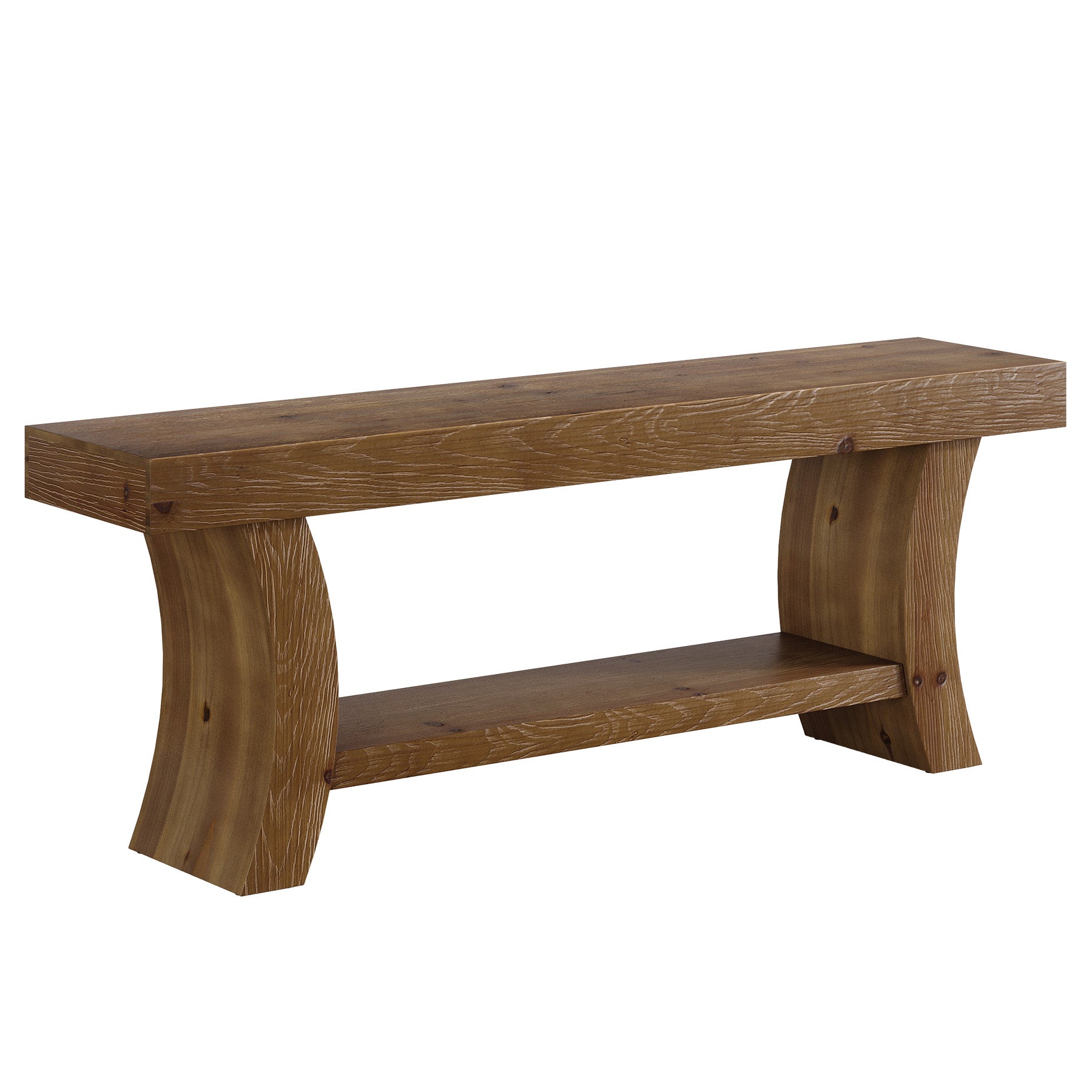 2-Tier Solid Wood Console Table, 63" Farmhouse Sofa Table Behind Couch
