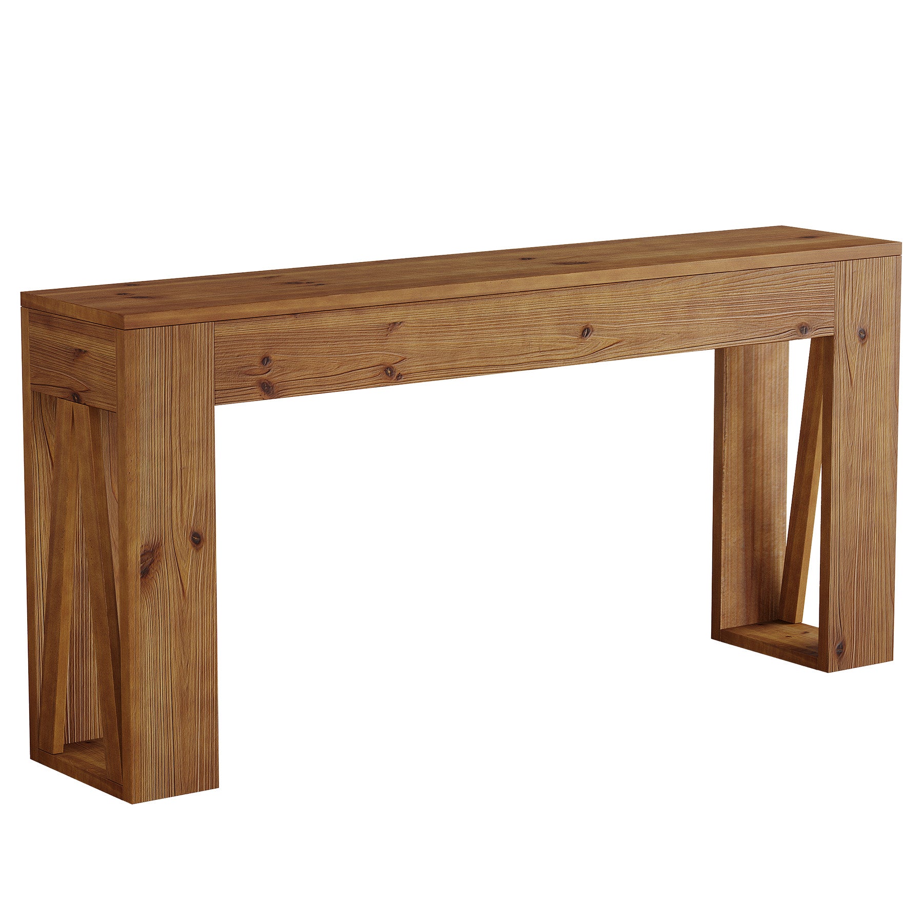 63" Solid Wood Console Table, Narrow Rectangle Entryway Sofa Table for Hallway