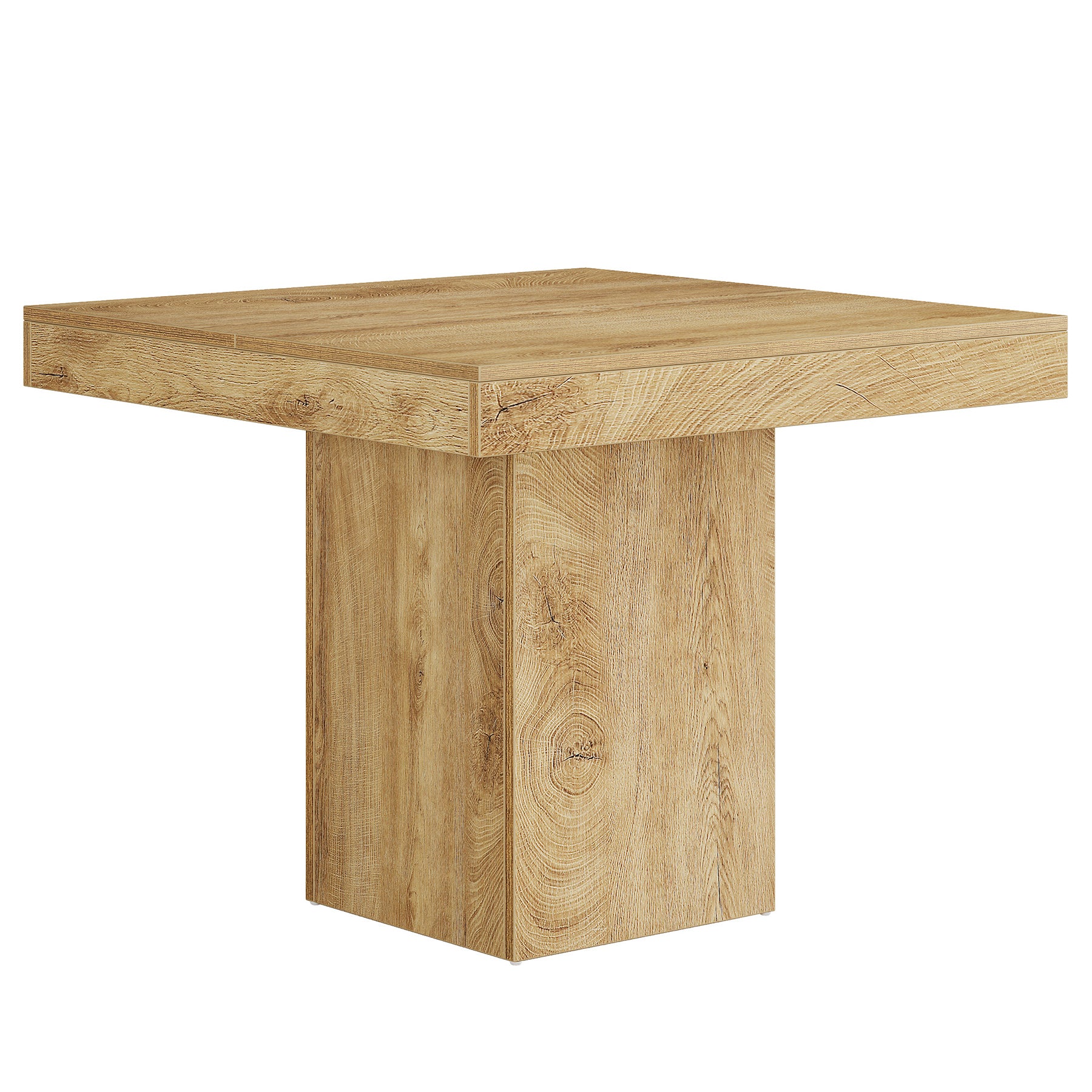 39" Square Dining Table, Farmhouse Kitchen Dinner Table with Sturdy Pedestal Base for 4 Tribesigns