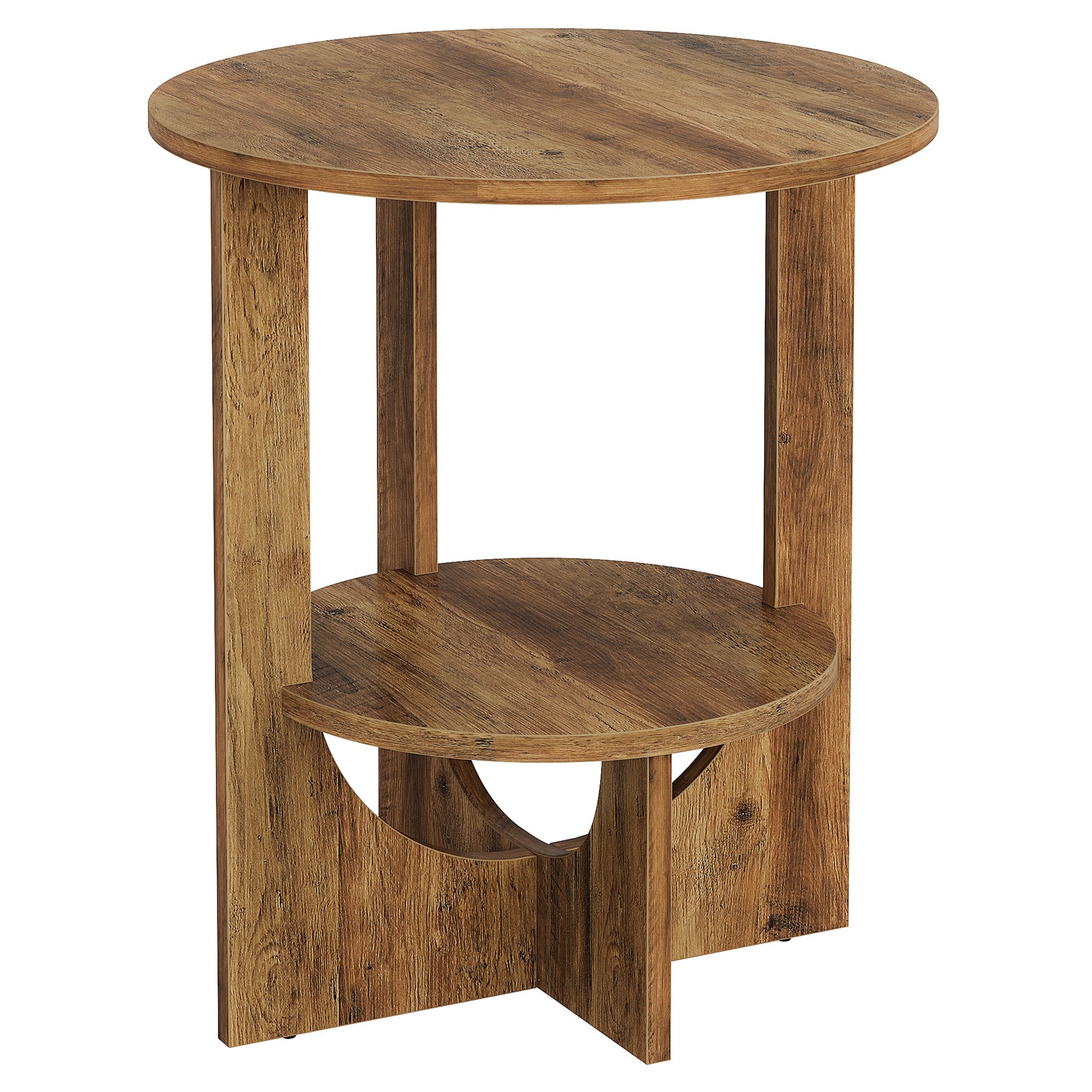 Round End Table, 2-Tier Side Table Nightstand with Storage