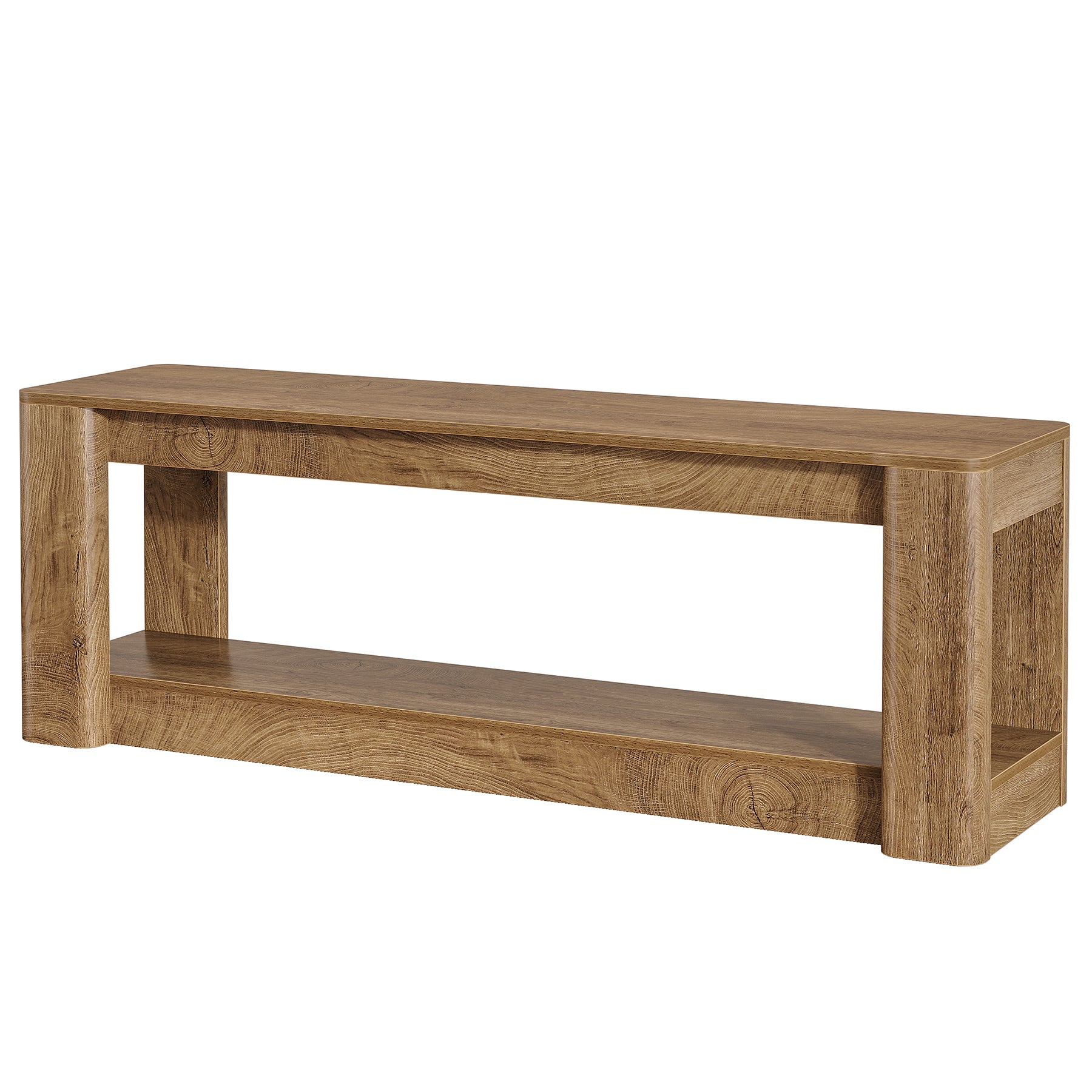 63" Farmhouse TV Stand for 55-75" TVs, Wood Media Console with Open Storage Shelves, Rustic Entertainment Center