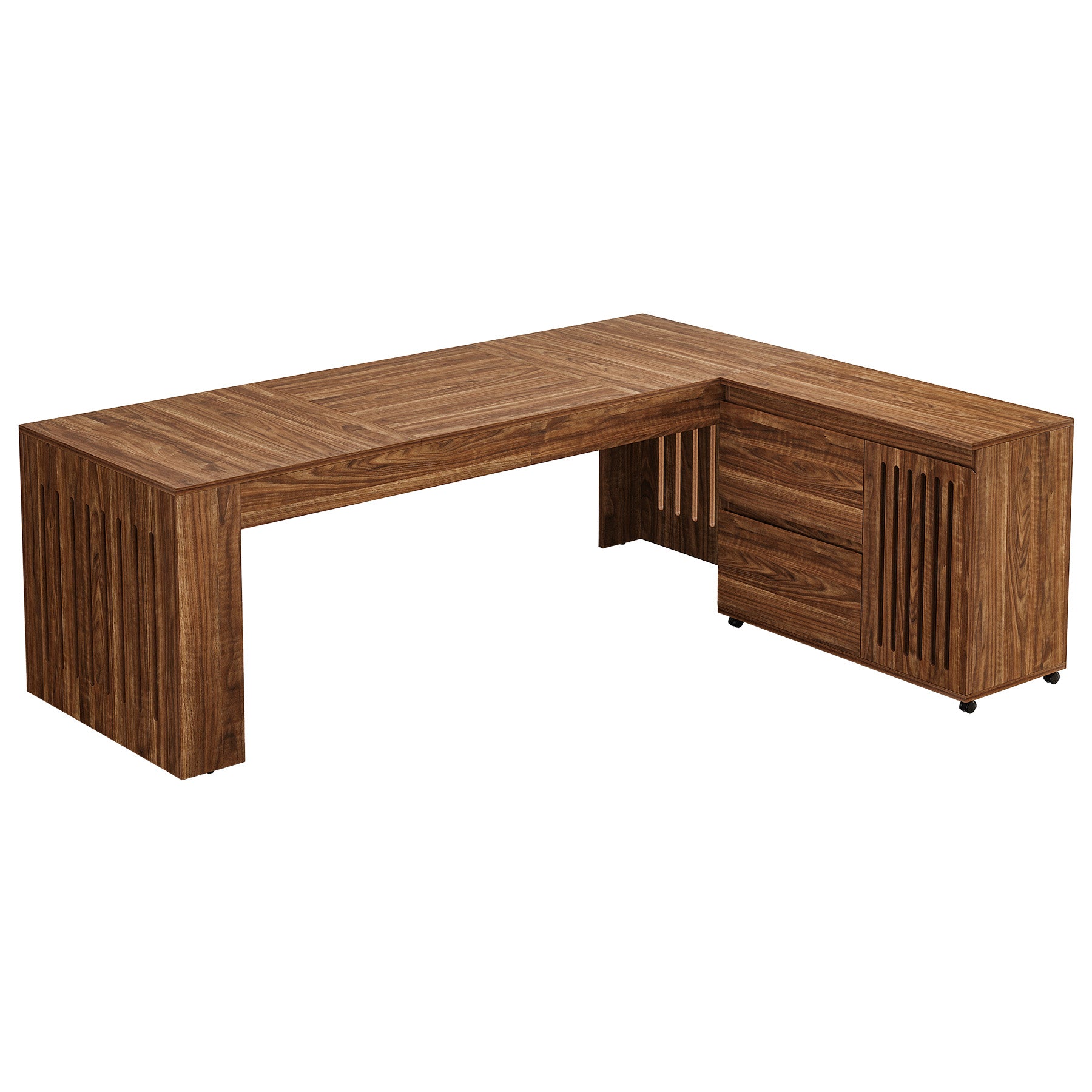 L-Shaped Executive Desk, 70.86" Computer Office Desk with 39.37" Mobile File Cabinet