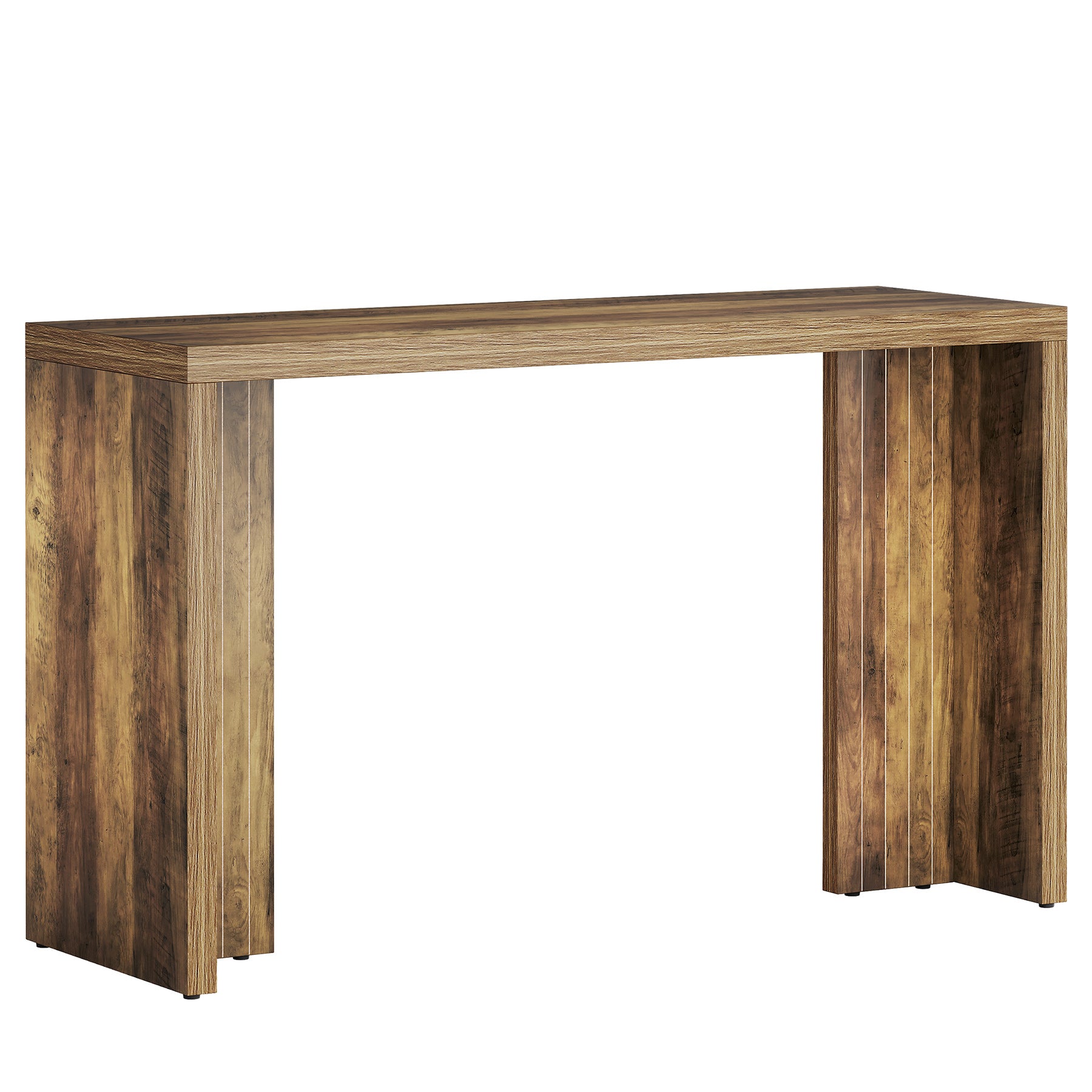 55" Bar Table, Moedern Counter Height Pub Table with Faux Marble Tabletop