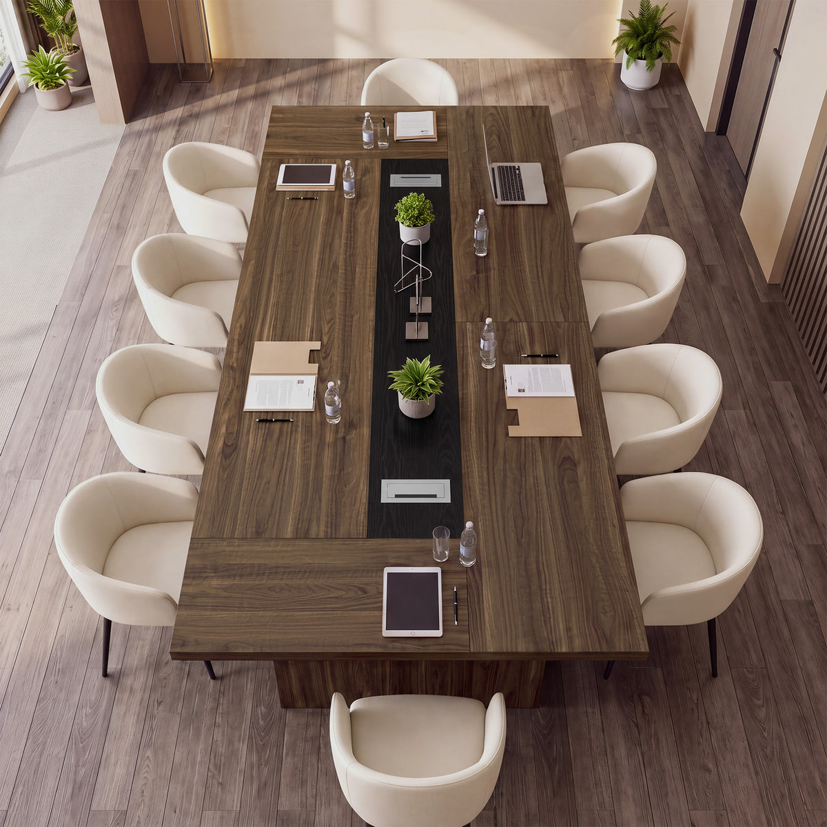 8ft Conference Table, 94.5" Meeting Office Table with Cable Grommet for 10 People