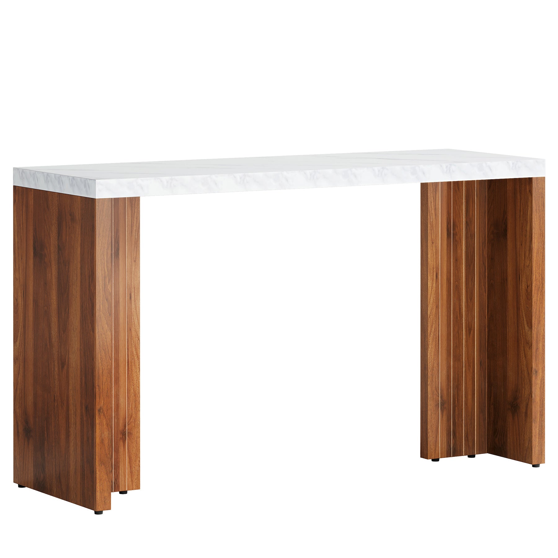 55" Bar Table, Moedern Counter Height Pub Table with Faux Marble Tabletop